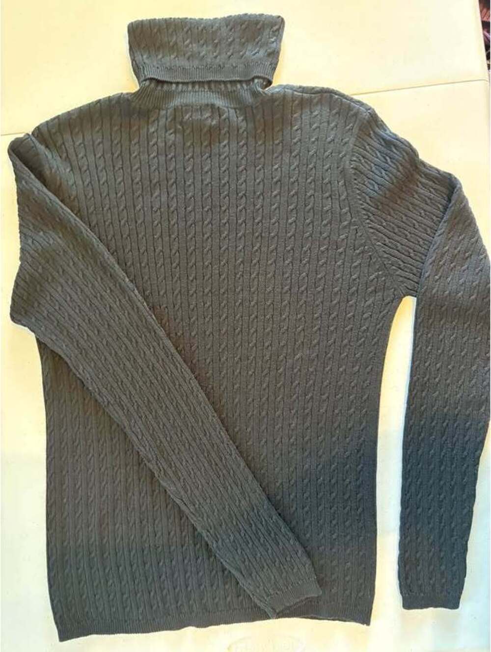 Black Cable Knit Turtleneck Sweater